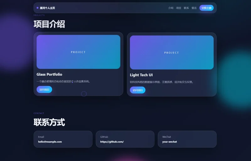 轻科技玻璃拟态个人主页系统源码-SuoaBlog