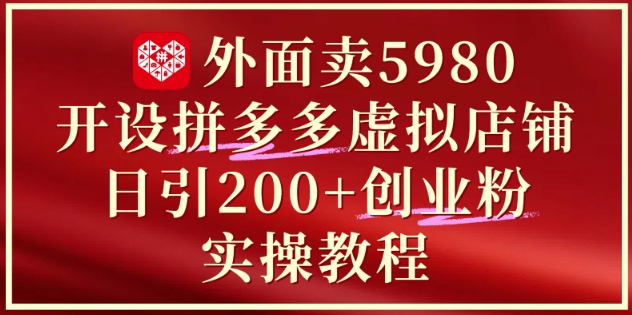 外面卖5980开设拼多多虚拟店铺：单日引流200+创业付费粉实战教程-SuoaBlog