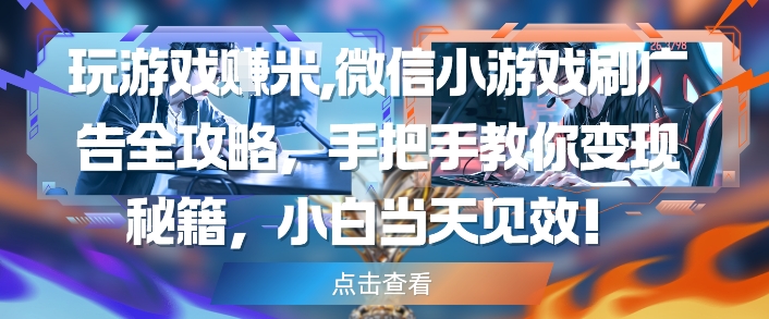 玩游戏挣米，微信小游戏刷广告全攻略，手把手教你变现秘籍，小白当天见效-SuoaBlog